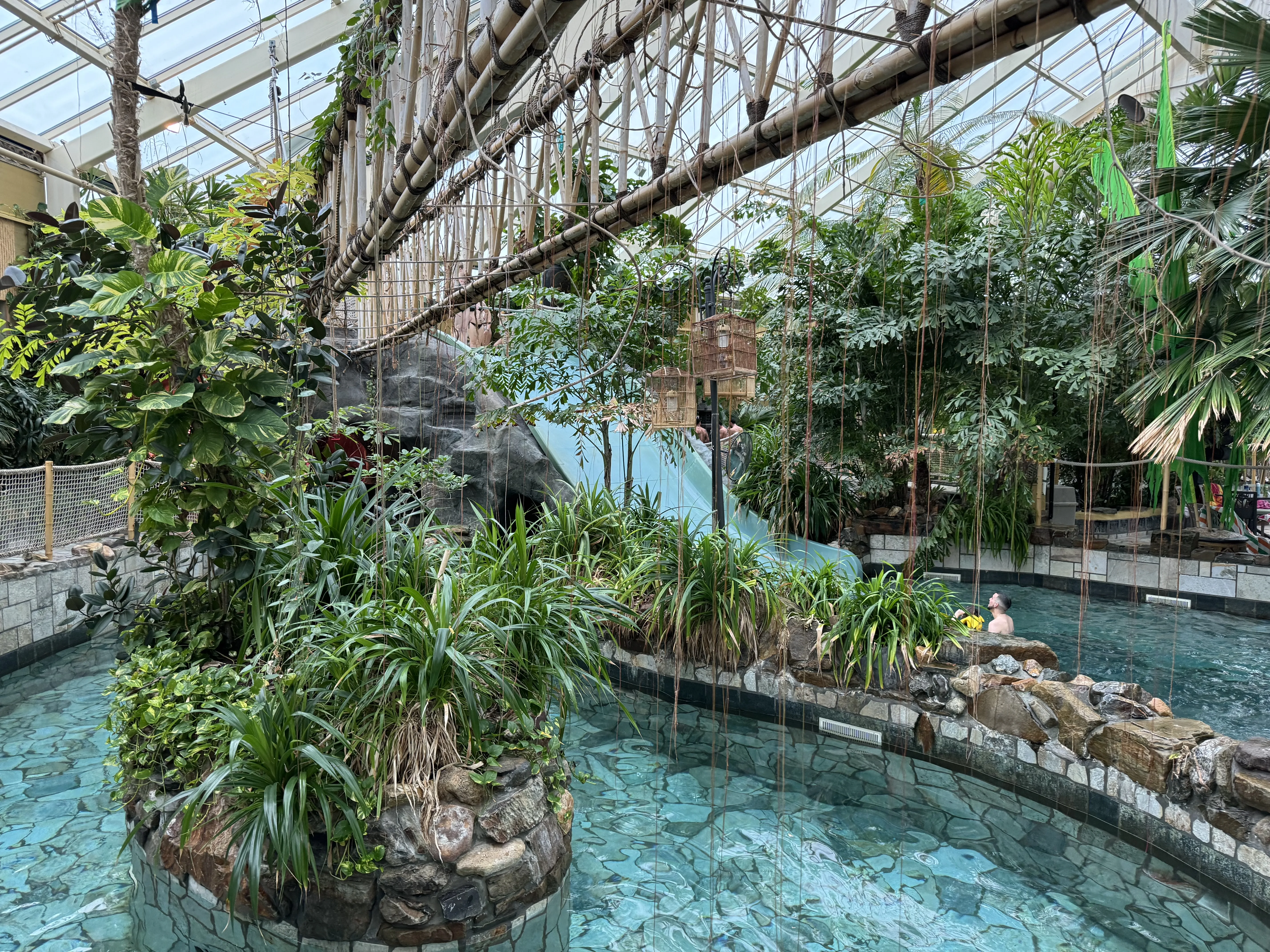 Die Hängebrücke durch das Aqua Mundo – mitten durch die tropische Bepflanzung