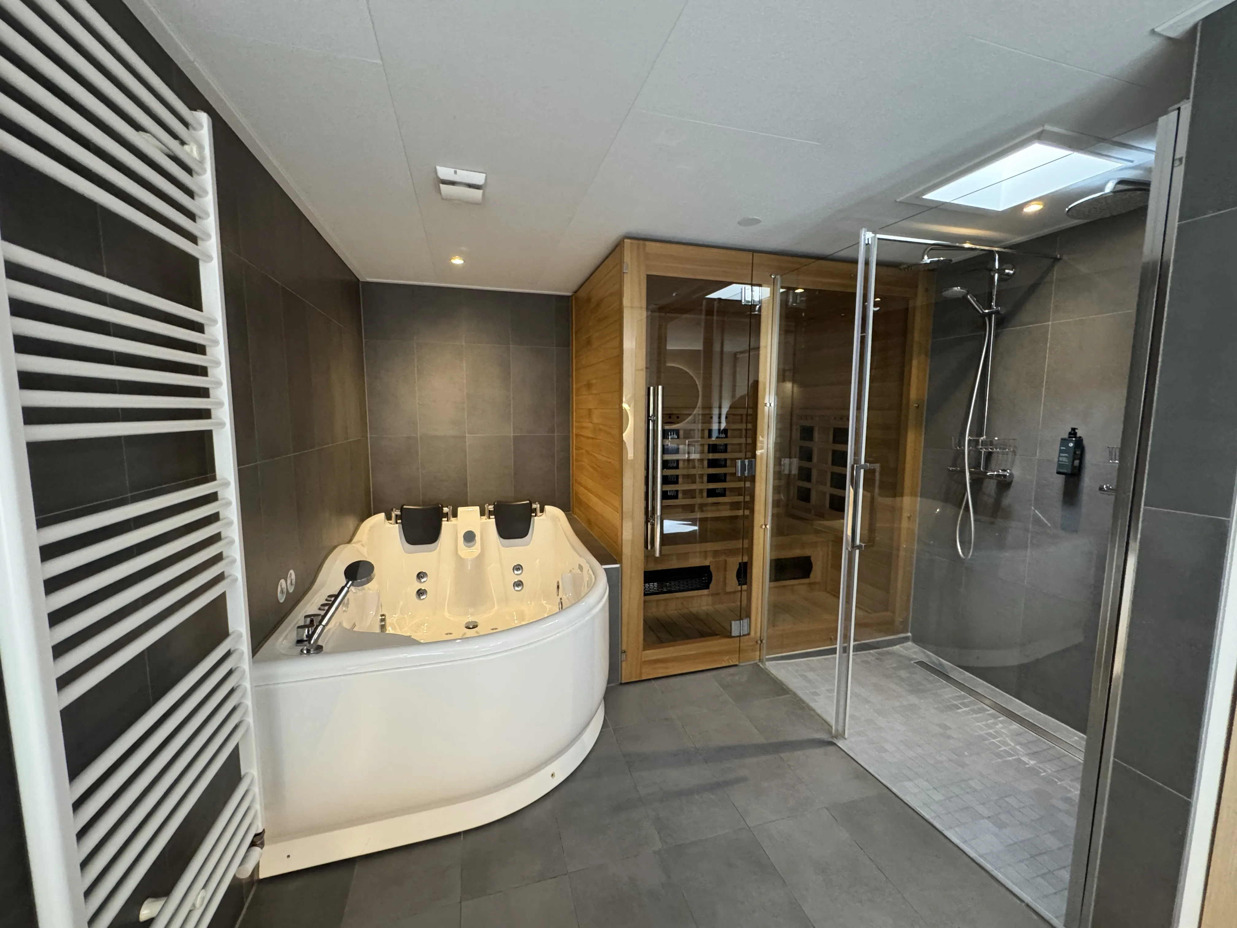 Wellnessbereich im VIP-Ferienhaus für 2 Personen mit Whirlpool und Sauna im Center Parcs De Eemhof