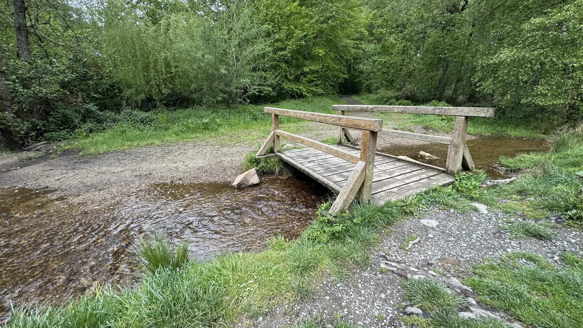 Am unteren Ende des Parks fließt ein kleiner Bach - schöner Spaziergang-Pfad