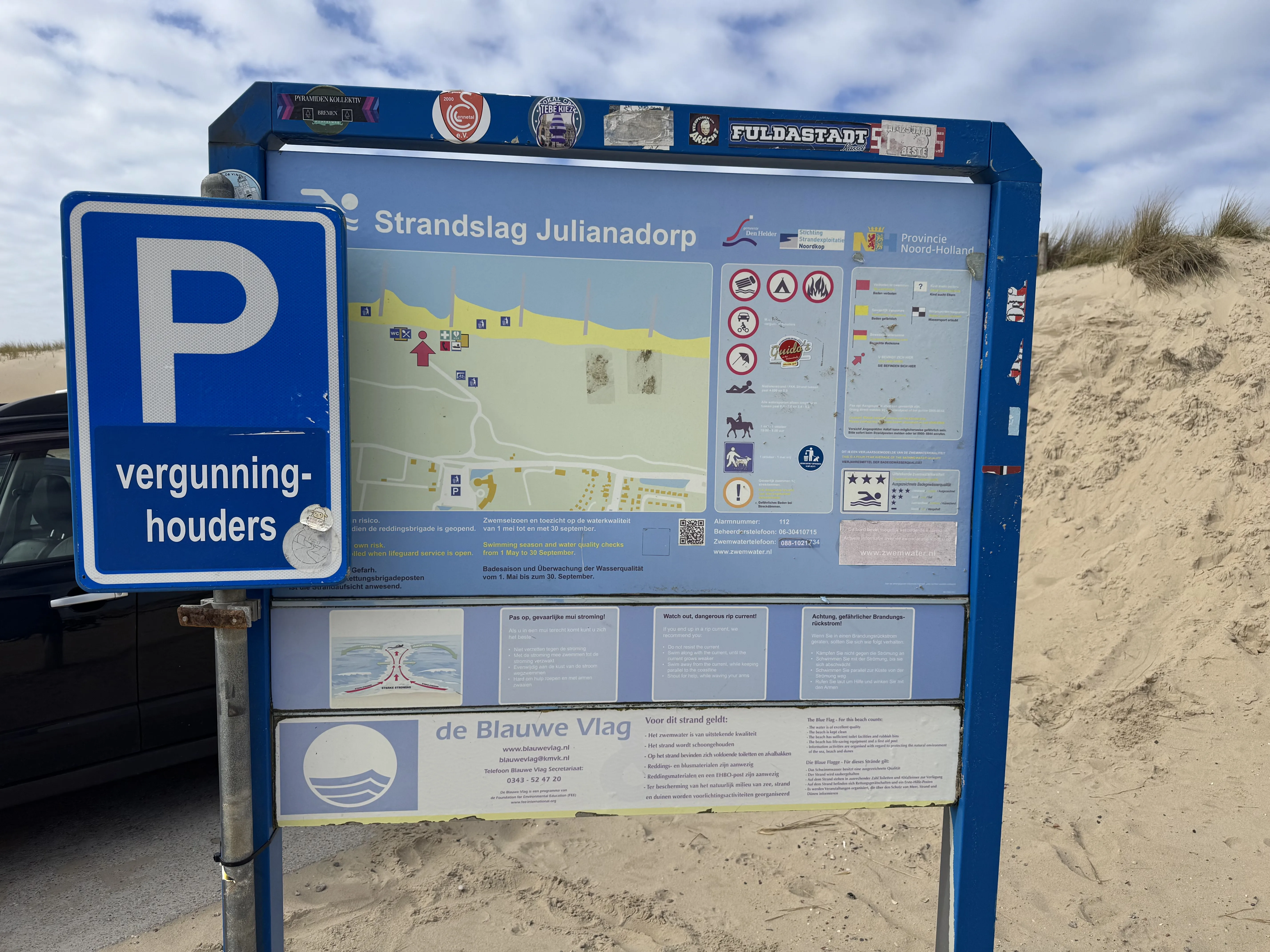 Das Strandschild am Strandslag Julianadorp