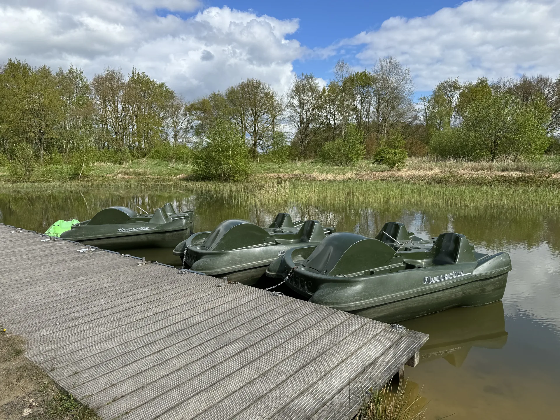 Tretboote am Naturbadesee des Landal Orveltermarke