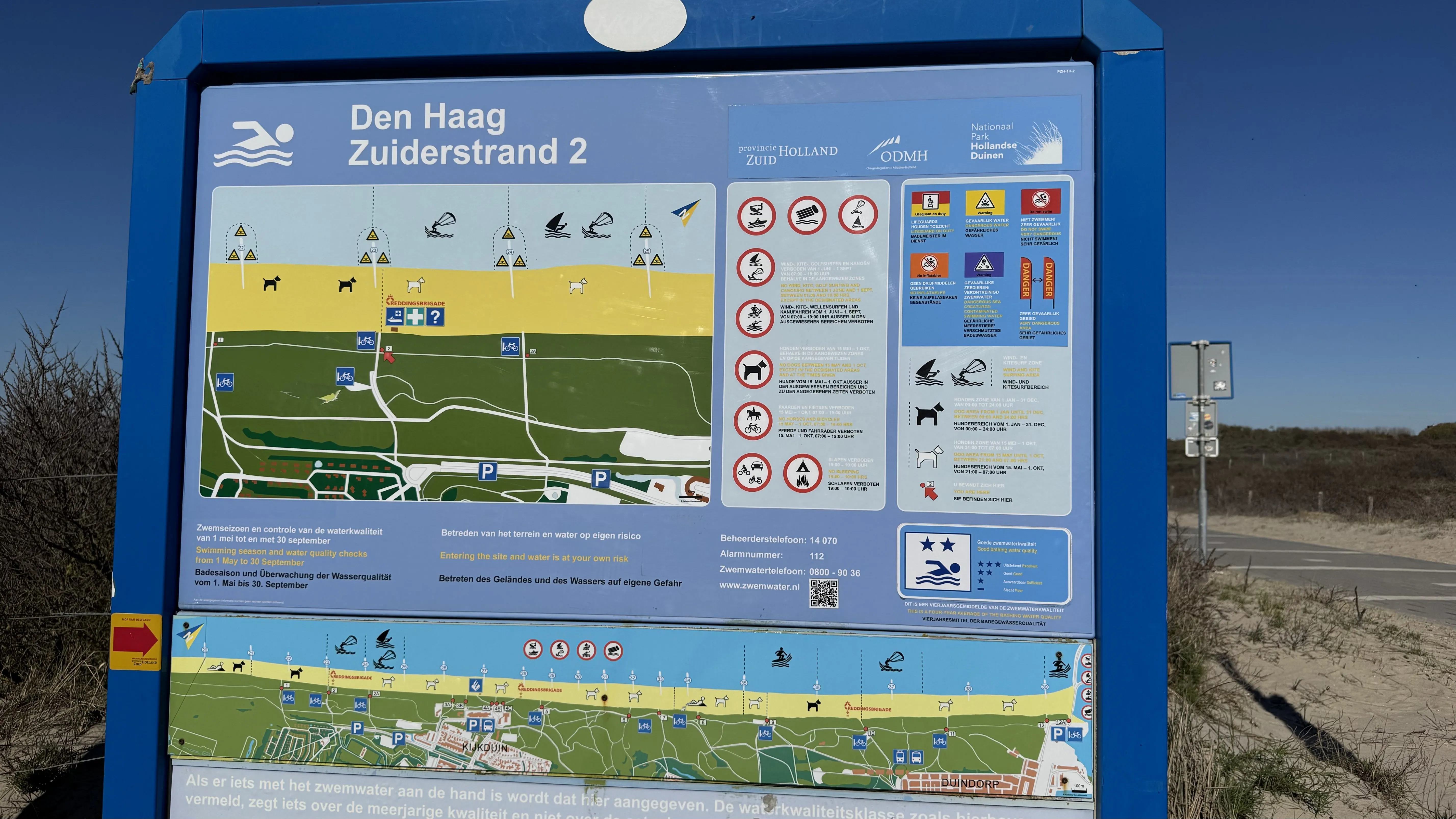 Die Strandkarte am Zugang