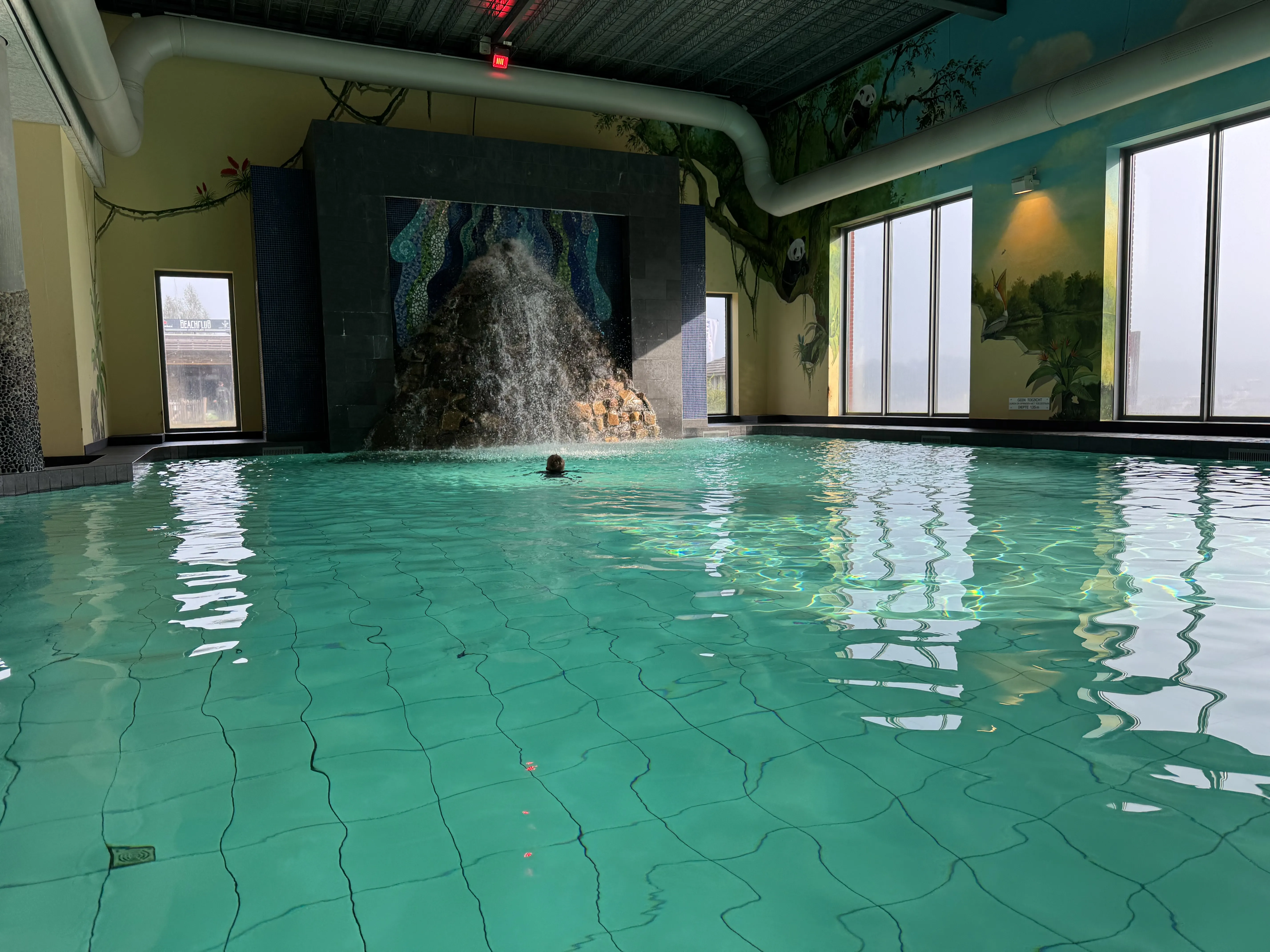 Das große Schwimmbecken mit Wasserfall